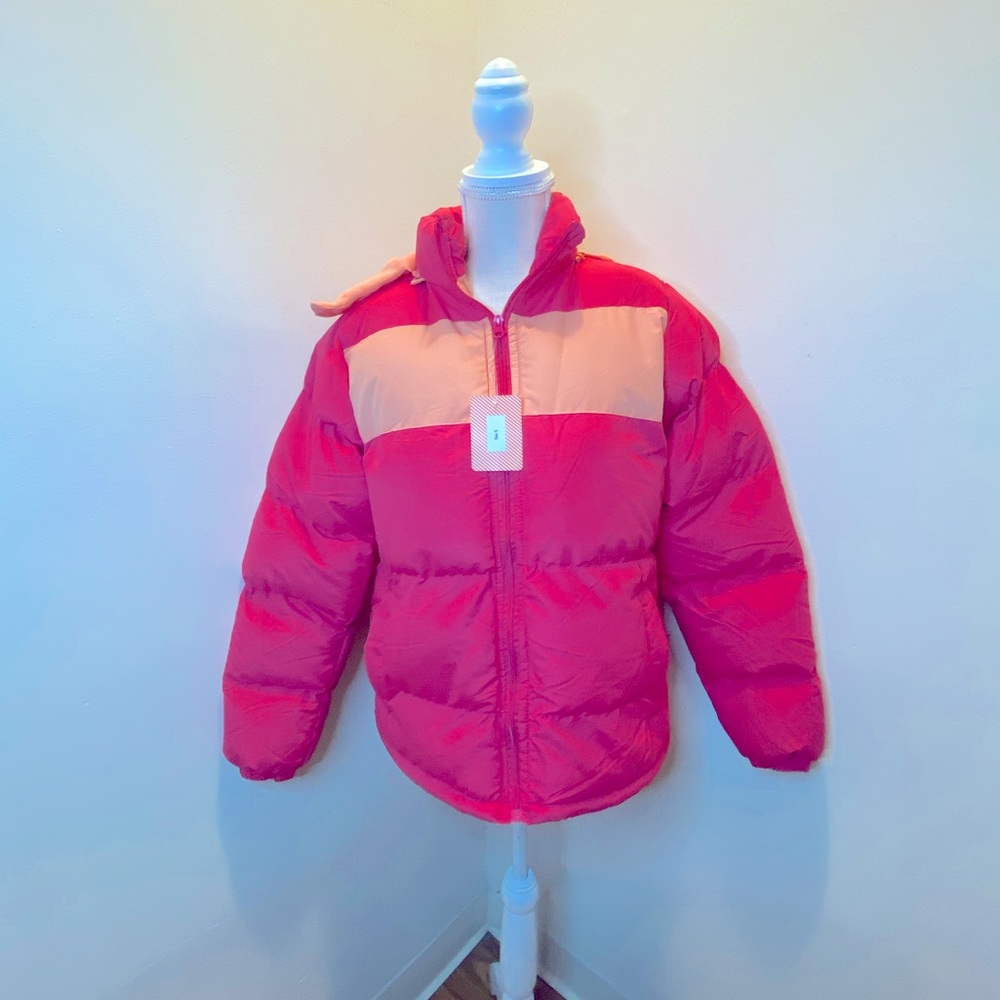 Operation Warm Pink/Peach Puffer Coat with Removable Hood